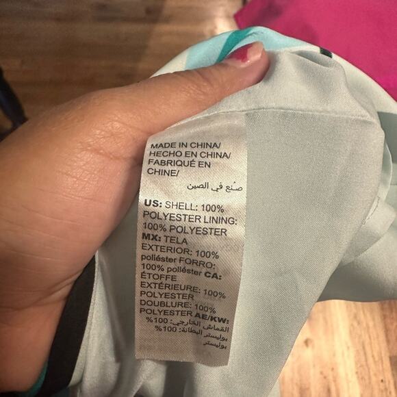 Chico’s Black Label Asymmetrical Palm-Print Kimono Dress Elegant Statement Piece - Picture 5 of 9